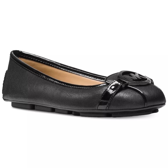 Michael Kors Black Leather Fulton Moc Flats